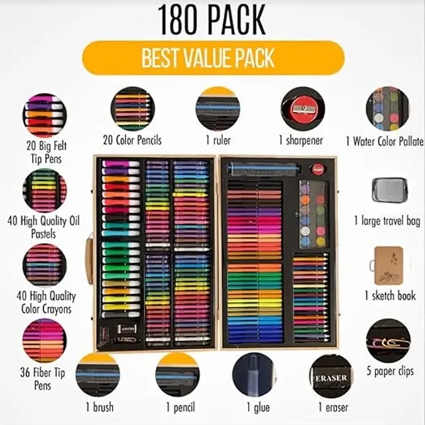180Pcs Deluxe Art Set in Wood Case - 180Pcs Deluxe Art Set in Wood Case - Image 2 of 2