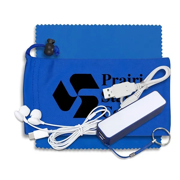 Mobile Tech Power Bank Accessory Kit with Earbuds in Pouch - Mobile Tech Power Bank Accessory Kit with Earbuds in Pouch - Image 1 of 15