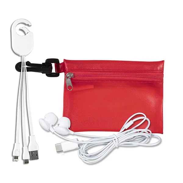 Mobile Tech Earbud and Charging Cables Kit In Zipper Pouch - Mobile Tech Earbud and Charging Cables Kit In Zipper Pouch - Image 4 of 7