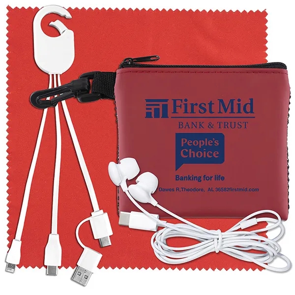 Custom TechMesh Hang Tunes Mobile Charging Kit with Earbuds & Cable