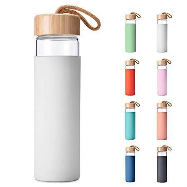 17 Oz Glass Water Bottle with Bamboo Lid - 17 Oz Glass Water Bottle with Bamboo Lid - Image 3 of 4