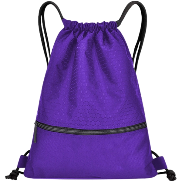 Football Shape Fabric Large Drawstring W/ Zipper (15"x18") - Football Shape Fabric Large Drawstring W/ Zipper (15"x18") - Image 5 of 17