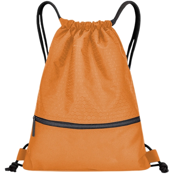 Football Shape Fabric Large Drawstring W/ Zipper (15"x18") - Football Shape Fabric Large Drawstring W/ Zipper (15"x18") - Image 6 of 17
