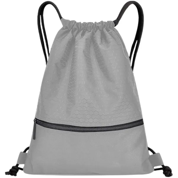 Football Shape Fabric Large Drawstring W/ Zipper (15"x18") - Football Shape Fabric Large Drawstring W/ Zipper (15"x18") - Image 7 of 17