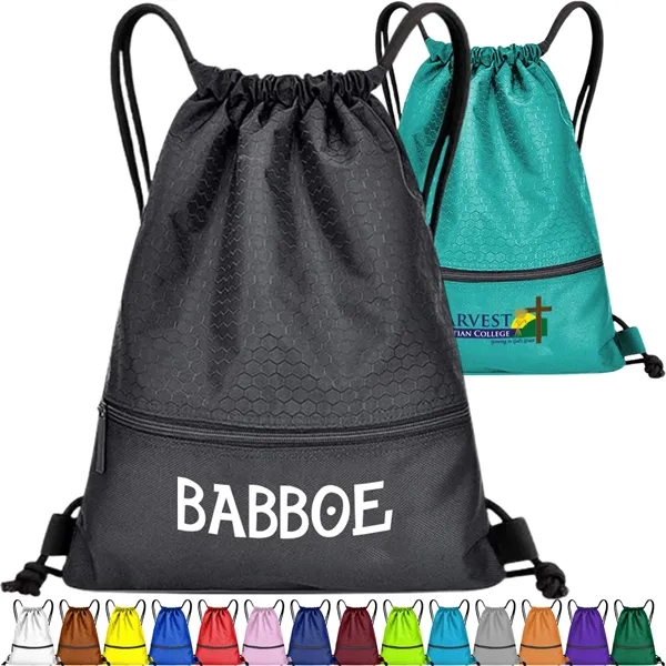 Football Shape Fabric Large Drawstring W/ Zipper (15"x18") - Football Shape Fabric Large Drawstring W/ Zipper (15"x18") - Image 0 of 17