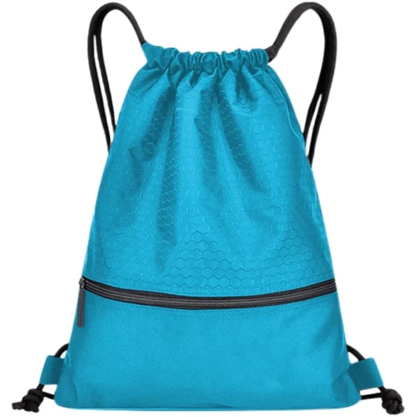 Football Shape Fabric Large Drawstring W/ Zipper (15"x18") - Football Shape Fabric Large Drawstring W/ Zipper (15"x18") - Image 8 of 17