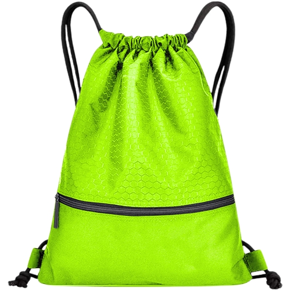 Football Shape Fabric Large Drawstring W/ Zipper (15"x18") - Football Shape Fabric Large Drawstring W/ Zipper (15"x18") - Image 9 of 17