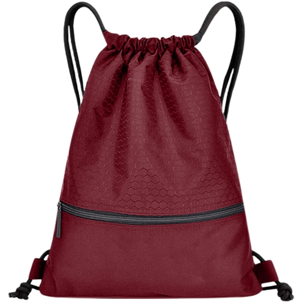 Football Shape Fabric Large Drawstring W/ Zipper (15"x18") - Football Shape Fabric Large Drawstring W/ Zipper (15"x18") - Image 10 of 17
