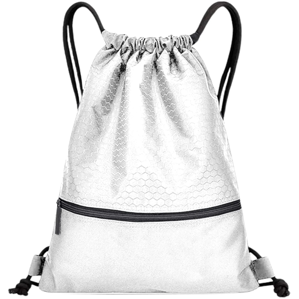 Football Shape Fabric Large Drawstring W/ Zipper (15"x18") - Football Shape Fabric Large Drawstring W/ Zipper (15"x18") - Image 16 of 17