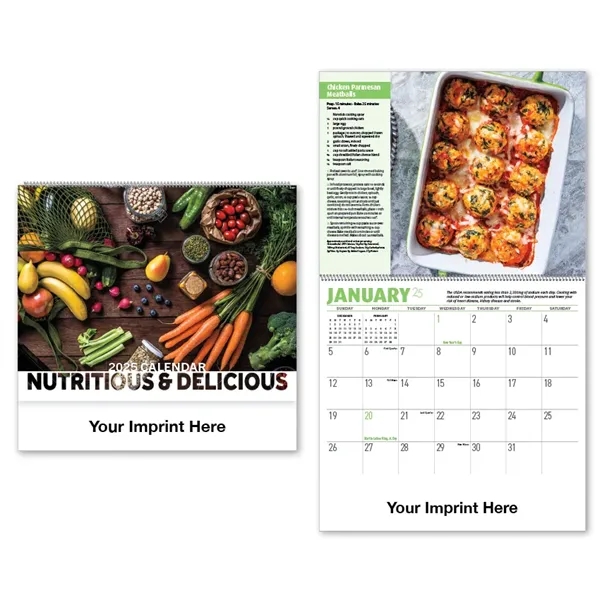 2025 Nutritious and Delicious Recipe Spiral Bound Calendar - 2025 Nutritious and Delicious Recipe Spiral Bound Calendar - Image 0 of 3