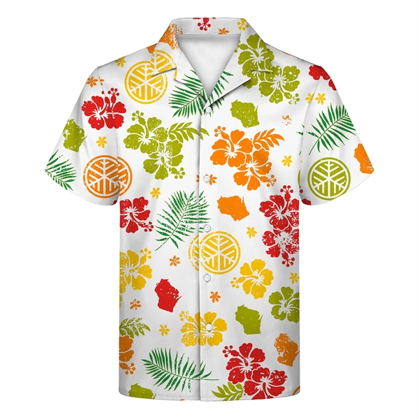 Men's 135gsm Sublimated Hawaiian Cuban Collar Camp Shirt - Men's 135gsm Sublimated Hawaiian Cuban Collar Camp Shirt - Image 3 of 7