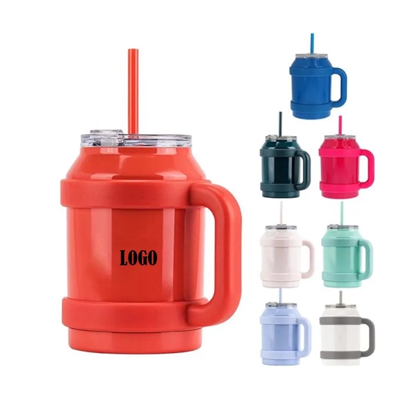 50 oz. Stainless Steel Mug Tumbler with Handle and Straw - 50 oz. Stainless Steel Mug Tumbler with Handle and Straw - Image 0 of 2