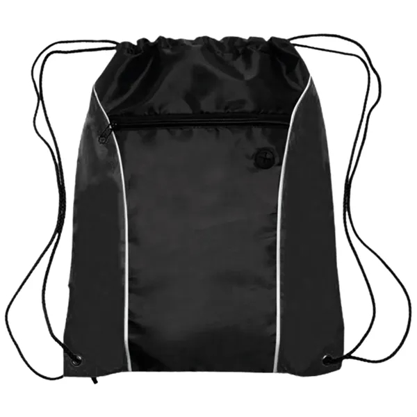 Two Tone Drawstring w/ Earphone Outlet Backpack (13.5"x17") - Two Tone Drawstring w/ Earphone Outlet Backpack (13.5"x17") - Image 2 of 8