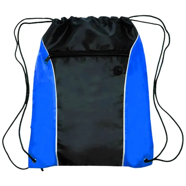 Two Tone Drawstring w/ Earphone Outlet Backpack (13.5"x17") - Two Tone Drawstring w/ Earphone Outlet Backpack (13.5"x17") - Image 3 of 8