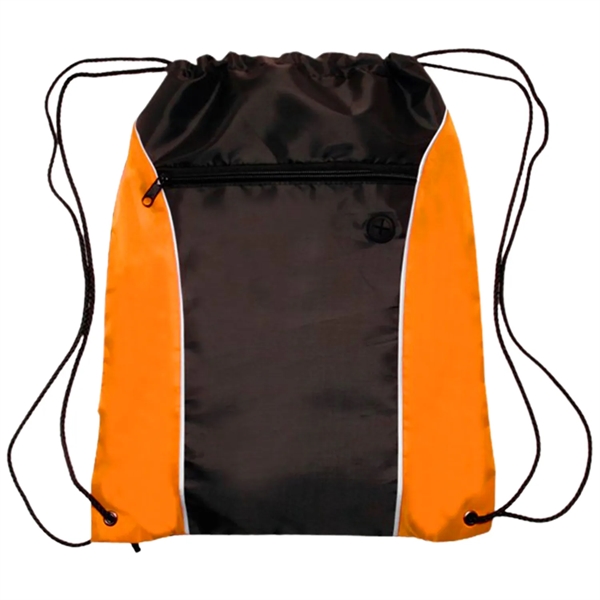 Two Tone Drawstring w/ Earphone Outlet Backpack (13.5"x17") - Two Tone Drawstring w/ Earphone Outlet Backpack (13.5"x17") - Image 5 of 8