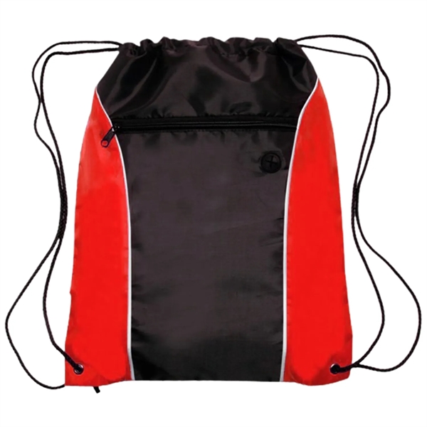 Two Tone Drawstring w/ Earphone Outlet Backpack (13.5"x17") - Two Tone Drawstring w/ Earphone Outlet Backpack (13.5"x17") - Image 7 of 8