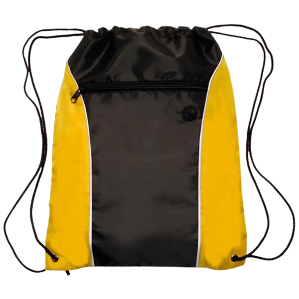 Two Tone Drawstring w/ Earphone Outlet Backpack (13.5"x17") - Two Tone Drawstring w/ Earphone Outlet Backpack (13.5"x17") - Image 8 of 8