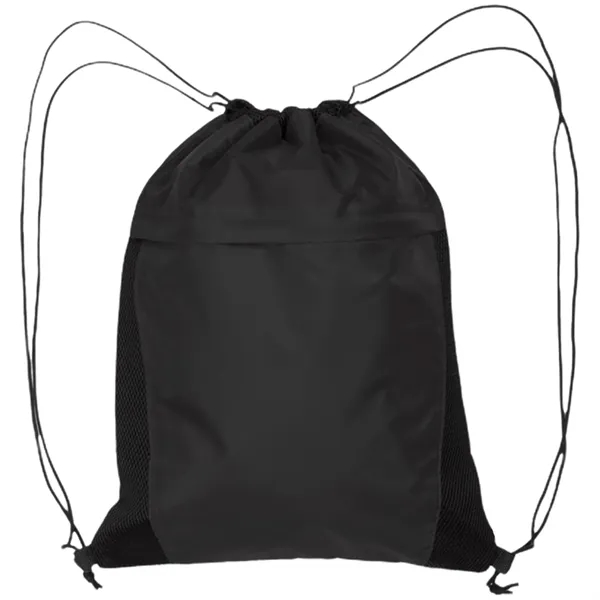 Two Color Drawstring Side Mesh Accents Backpacks (13.5"X17") - Two Color Drawstring Side Mesh Accents Backpacks (13.5"X17") - Image 2 of 4