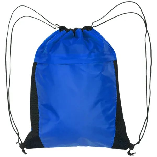 Two Color Drawstring Side Mesh Accents Backpacks (13.5"X17") - Two Color Drawstring Side Mesh Accents Backpacks (13.5"X17") - Image 3 of 4