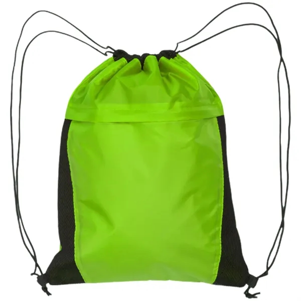 Two Color Drawstring Side Mesh Accents Backpacks (13.5"X17") - Two Color Drawstring Side Mesh Accents Backpacks (13.5"X17") - Image 4 of 4