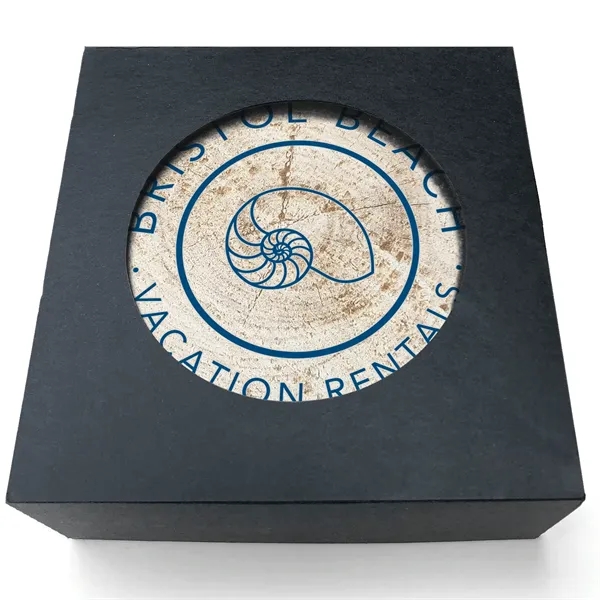 Absorbent Stone Coaster with Backgrounds - Set of 4 Round 4"