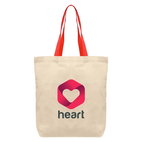Tonga - 5 oz. Natural Cotton Tote w/ Color Straps - Tonga - 5 oz. Natural Cotton Tote w/ Color Straps - Image 4 of 8