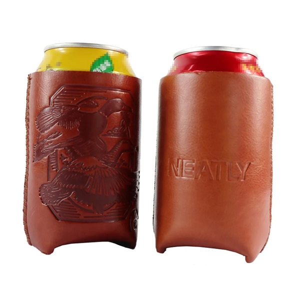 PU Leather Can Cooler Sleeve - PU Leather Can Cooler Sleeve - Image 3 of 4