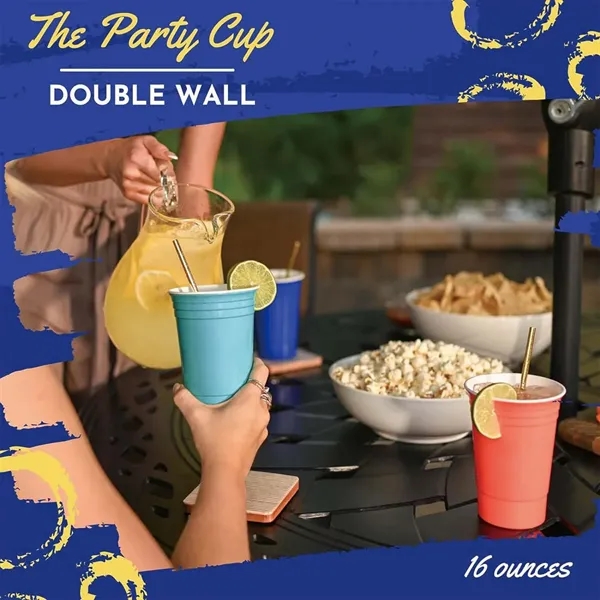 Custom16 Oz Reusable BPA Free Double Wall Plastic Party Cup - Custom16 Oz Reusable BPA Free Double Wall Plastic Party Cup - Image 3 of 4