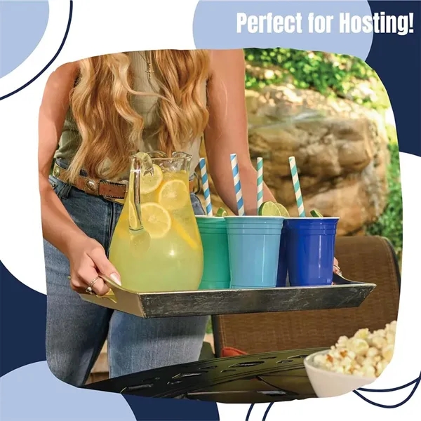 Custom16 Oz Reusable BPA Free Double Wall Plastic Party Cup - Custom16 Oz Reusable BPA Free Double Wall Plastic Party Cup - Image 4 of 4