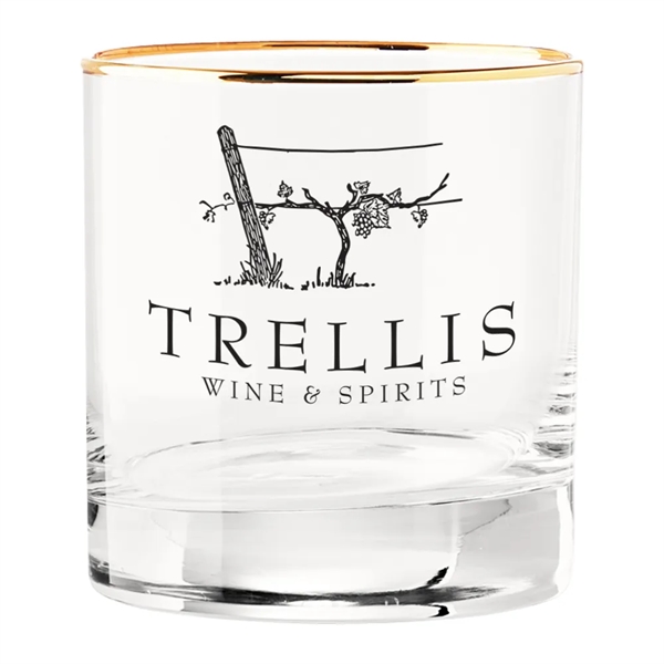 13oz. Gold Rimmed Double Old Fashioned Glass - 13oz. Gold Rimmed Double Old Fashioned Glass - Image 1 of 5