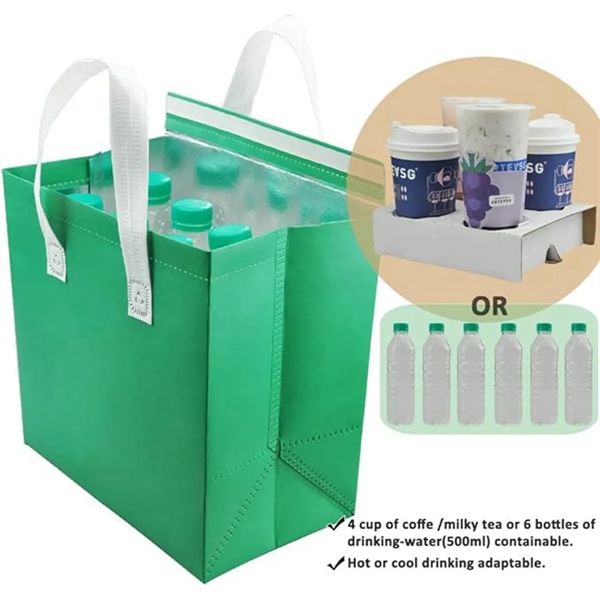 Instock Non-woven Aluminum Foil Insulated Take Away Bags - Instock Non-woven Aluminum Foil Insulated Take Away Bags - Image 3 of 8