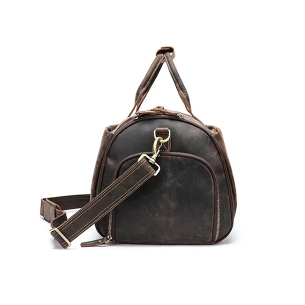 Vintage Full Grain Leather Weekender Carry On Garment Bag - Vintage Full Grain Leather Weekender Carry On Garment Bag - Image 2 of 3