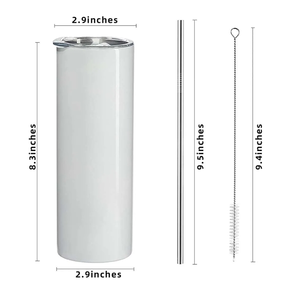 20 Oz Sublimation Skinny Stainless Steel Tumbler - 20 Oz Sublimation Skinny Stainless Steel Tumbler - Image 1 of 3
