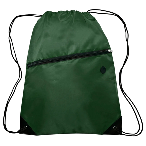 Drawstring Sports Bag w/ Zipper & Earphone Slot (13.5"x18") - Drawstring Sports Bag w/ Zipper & Earphone Slot (13.5"x18") - Image 10 of 17