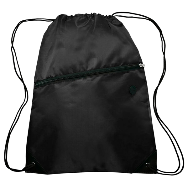 Drawstring Sports Bag w/ Zipper & Earphone Slot (13.5"x18") - Drawstring Sports Bag w/ Zipper & Earphone Slot (13.5"x18") - Image 11 of 17