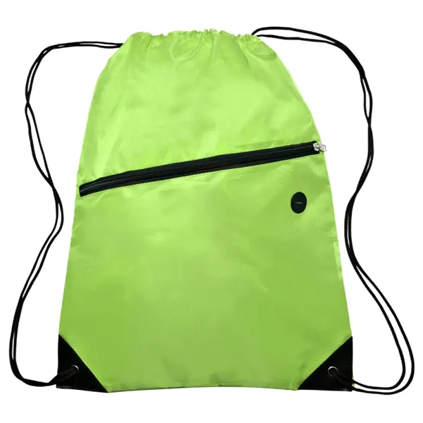 Drawstring Sports Bag w/ Zipper & Earphone Slot (13.5"x18") - Drawstring Sports Bag w/ Zipper & Earphone Slot (13.5"x18") - Image 12 of 17