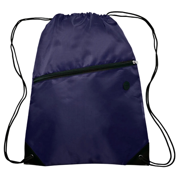 Drawstring Sports Bag w/ Zipper & Earphone Slot (13.5"x18") - Drawstring Sports Bag w/ Zipper & Earphone Slot (13.5"x18") - Image 13 of 17