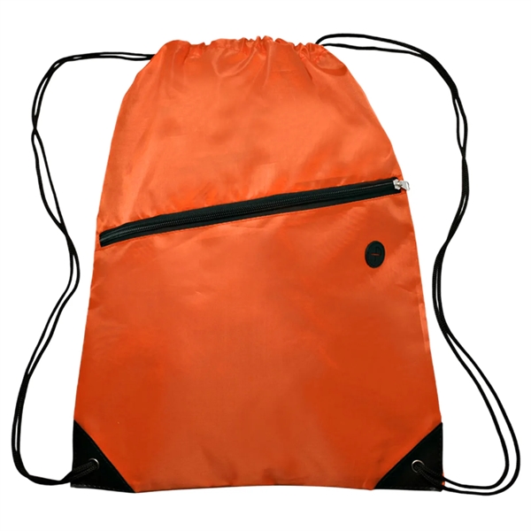 Drawstring Sports Bag w/ Zipper & Earphone Slot (13.5"x18") - Drawstring Sports Bag w/ Zipper & Earphone Slot (13.5"x18") - Image 14 of 17