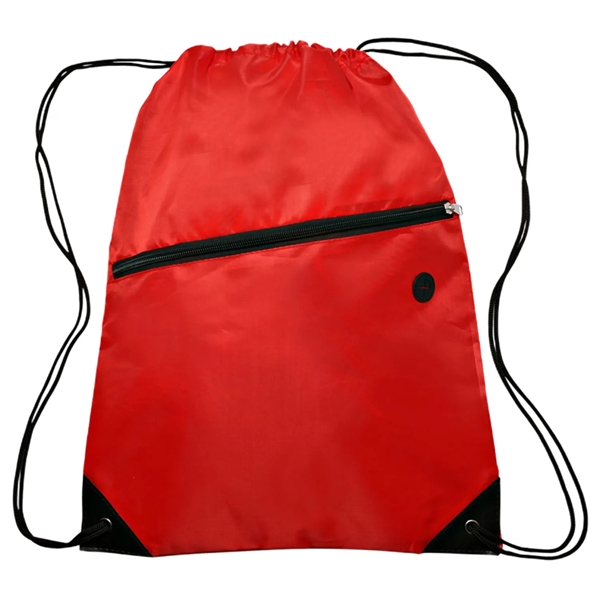 Drawstring Sports Bag w/ Zipper & Earphone Slot (13.5"x18") - Drawstring Sports Bag w/ Zipper & Earphone Slot (13.5"x18") - Image 15 of 17