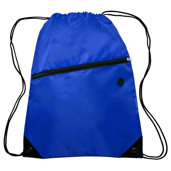 Drawstring Sports Bag w/ Zipper & Earphone Slot (13.5"x18") - Drawstring Sports Bag w/ Zipper & Earphone Slot (13.5"x18") - Image 16 of 17