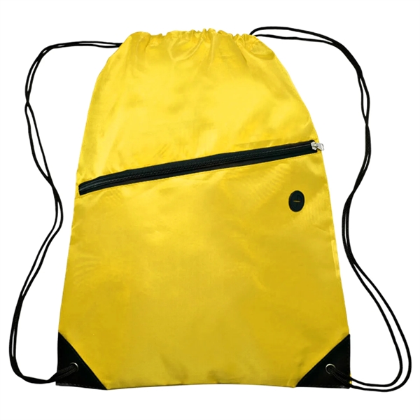 Drawstring Sports Bag w/ Zipper & Earphone Slot (13.5"x18") - Drawstring Sports Bag w/ Zipper & Earphone Slot (13.5"x18") - Image 17 of 17