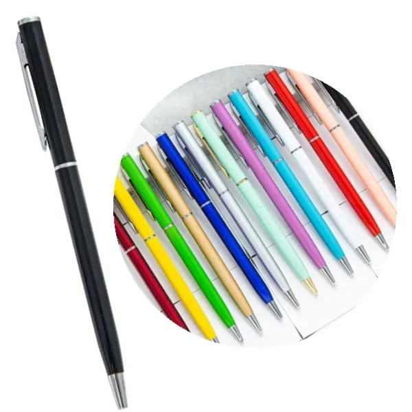 Custom advertising Slim Metal Retractable Ballpoint Pens - Custom advertising Slim Metal Retractable Ballpoint Pens - Image 0 of 7