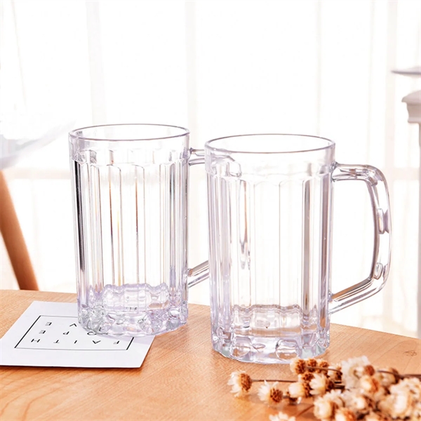 17 Oz Beer Stein Mugs Handles Clear Acrylic Cups - 17 Oz Beer Stein Mugs Handles Clear Acrylic Cups - Image 1 of 2