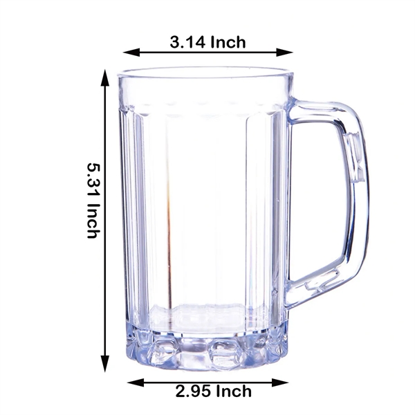 17 Oz Beer Stein Mugs Handles Clear Acrylic Cups - 17 Oz Beer Stein Mugs Handles Clear Acrylic Cups - Image 2 of 2