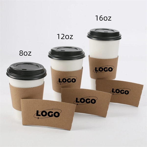 16oz Disposable Coffee Cup with Dome Lid and Sleeve - 16oz Disposable Coffee Cup with Dome Lid and Sleeve - Image 2 of 2