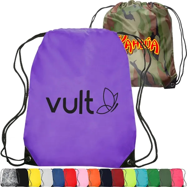 Quick Ship Drawstring Backpack w/ Reinforced Corners 14"x18" - Quick Ship Drawstring Backpack w/ Reinforced Corners 14"x18" - Image 0 of 28