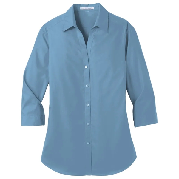 Port Authority Ladies 3/4-Sleeve Carefree Poplin Shirt. - Port Authority Ladies 3/4-Sleeve Carefree Poplin Shirt. - Image 2 of 6