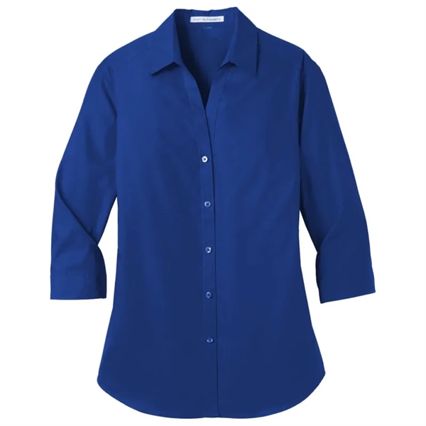 Port Authority Ladies 3/4-Sleeve Carefree Poplin Shirt. - Port Authority Ladies 3/4-Sleeve Carefree Poplin Shirt. - Image 6 of 6