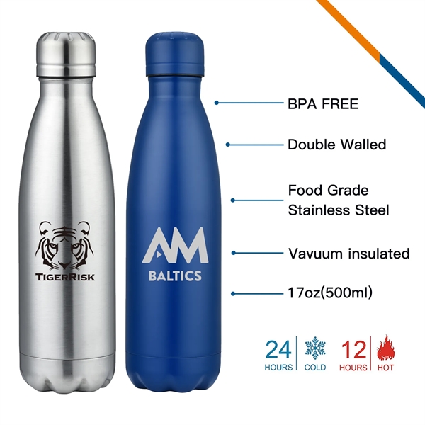 Trojan Stainless Steel Water Bottle - 17 OZ. - Trojan Stainless Steel Water Bottle - 17 OZ. - Image 1 of 8