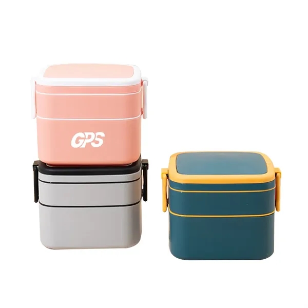 6 " Portable Double-Decker Bento Lunch Box - 6 " Portable Double-Decker Bento Lunch Box - Image 0 of 2